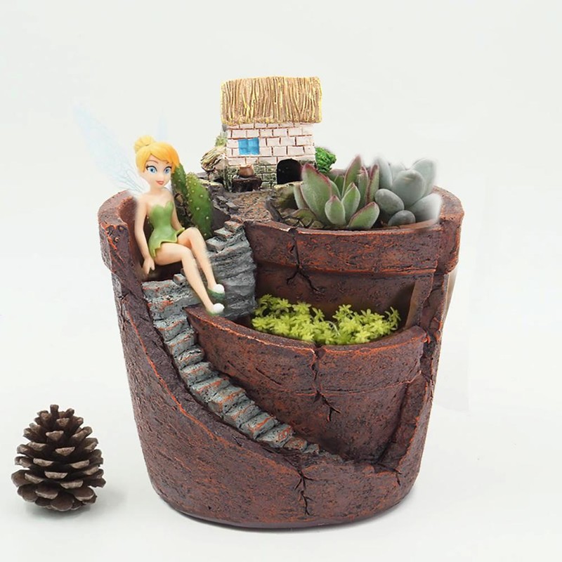 Plants Potted Resin Flower Pots Sweet House Fairy Garden Planter