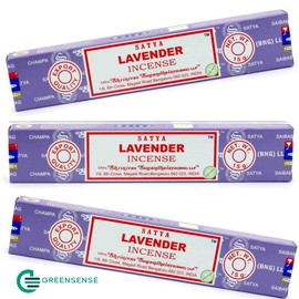 Original Satya Lavender Incense Sticks Pack of 3X 15G for Aromatherapy, Spa, Yoga, Weddings, Meditation, Healing, Positivity and Relaxation by Greensense