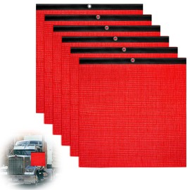 6 banderas de seguridad rojas para camiones con lazo de alambre, banderas de advertencia de malla de 18 x 18 pulgadas, señal de advertencia de remolque, bandera roja de precaución para