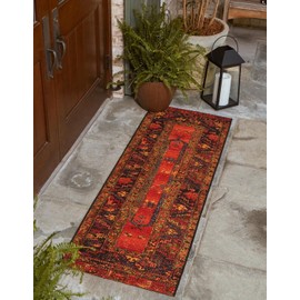 Unique Loom Outdoor Tribal Collection Area Rug - Quepos (2' 7" x 5' 3" Runner, Multi/ Black)