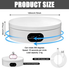 GBKDQQ Electric Turntable, Rotating Display Stand, Turntable, Electric 360 Degree Turntable, Display Stand, Electric for Photography Products, Jewellery, Watch, 3D Models and Collectibles