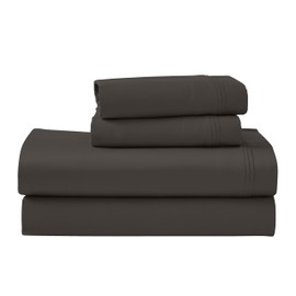 Superior Egyptian Cotton 4 Piece Sheet Set, Luxury 1000 Thread Count, Eco-Friendly, Sustainable Sheets, Ultra-Soft Basics, Solid, Deep Pocket Fitted Sheet, Flat Sheet, Pillowcases, Queen, Charcoal