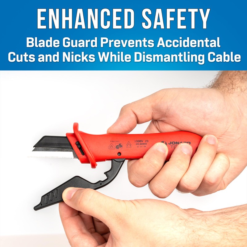 Jonard Tools KN-300INS Insulated Cable Dismantling Knife with Blade Guard,