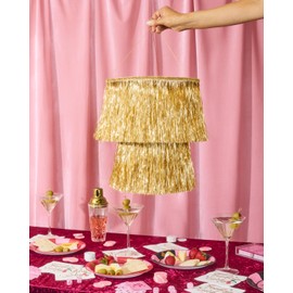 xo, Fetti Gold Fringe Tinsel Chandelier | 16" | Bachelorette Party Decorations, Birthday Photo Booth Supplies, New Years Eve Decor, HBD