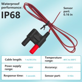80BK-A Type K Thermocouple, Temperature Bead Probe, Clamp for Fluke Multimeter.