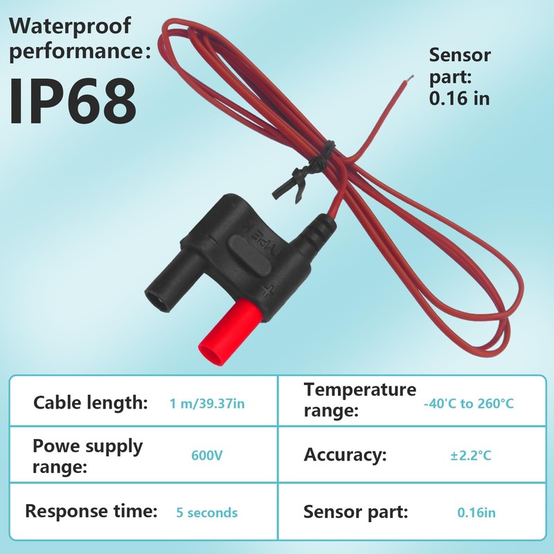 80BK-A Type K Thermocouple, Temperature Bead Probe, Clamp for Fluke