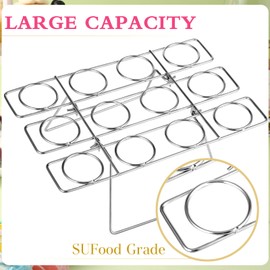 Cupcake Cones Baking Rack Stainless Steel Ice Cream Cone Cupcakes Holder 12 Cavity Ice Cream Cone Holder Stand Ice Cream Display Racks Cupcake Cone Stands for Home Kitchen Cooking, Silver (2 Pieces)