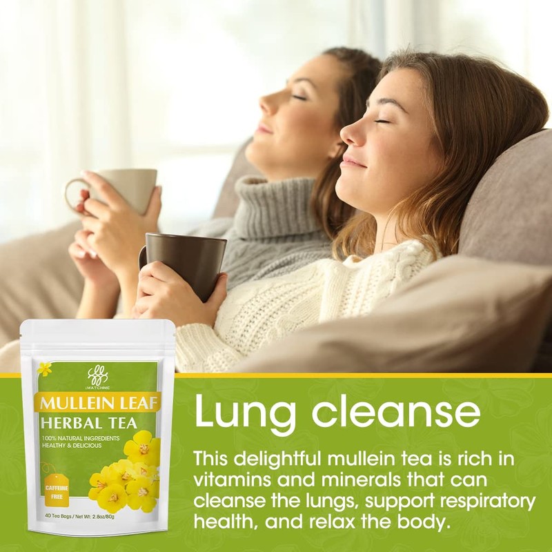 Mullein Leaf Tea, Mullein Tea Bags for Lung Cleanse, Respiratory