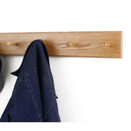 Solid Oak Shaker Peg Rack 4.5 Inch Wide 23 to 59 Inches Long With 3 to 10 Pegs - 100% Made in the USA