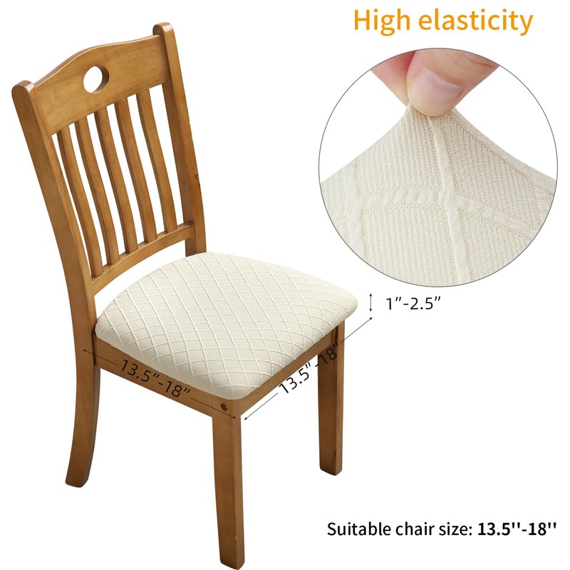 Fuloon Stretch Jacquard Chair Seat Covers Set of 4, Removable