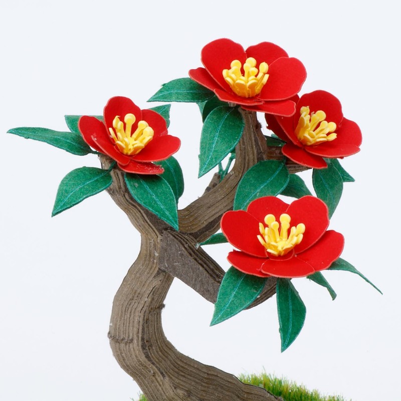 カワダ(Kawada)ペーパーナノ 360 盆栽 椿 PS-16 0.7×12×17ｃｍ 12才以上 ペーパークラフト クラフトキット ミニチュアキット