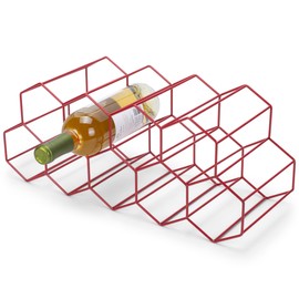 NAT & Jules Honeycomb Crimson Red Iron Metal Tabletop Wine Rack, Large - Perfect for Kitchen Countertop, Pantry or Cabinets Display or Storage - Holds 12 Bottles, Red
