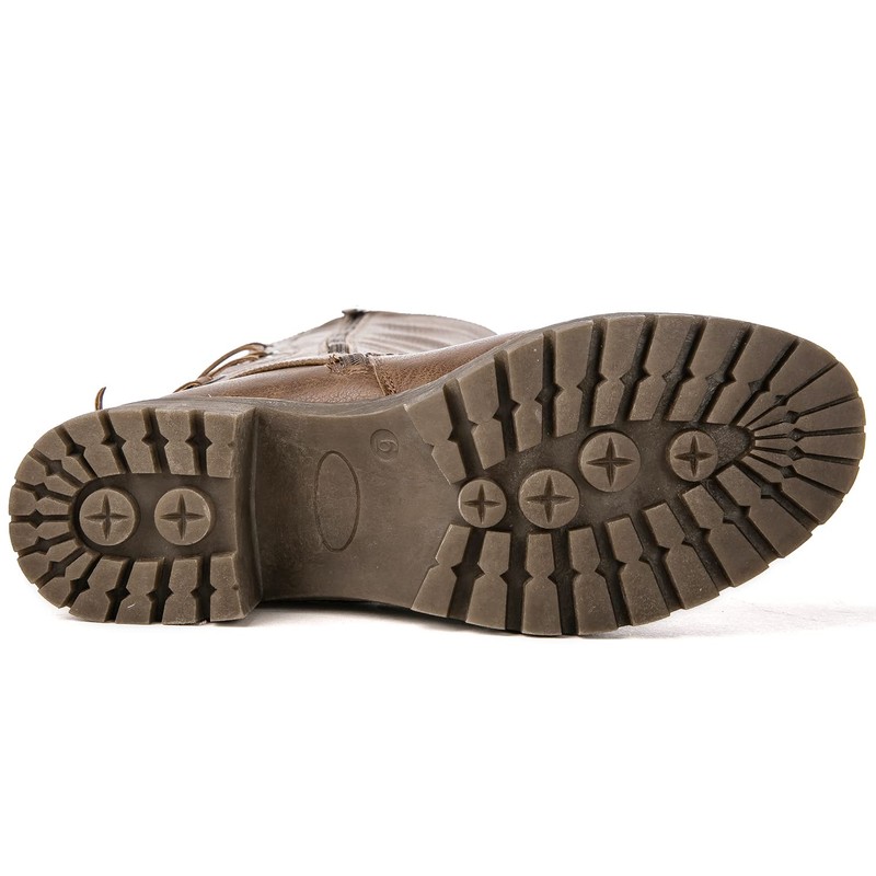 GLOBALWIN Women's Strappy Motorcycle Knee High Boots, Wide Calf Riding