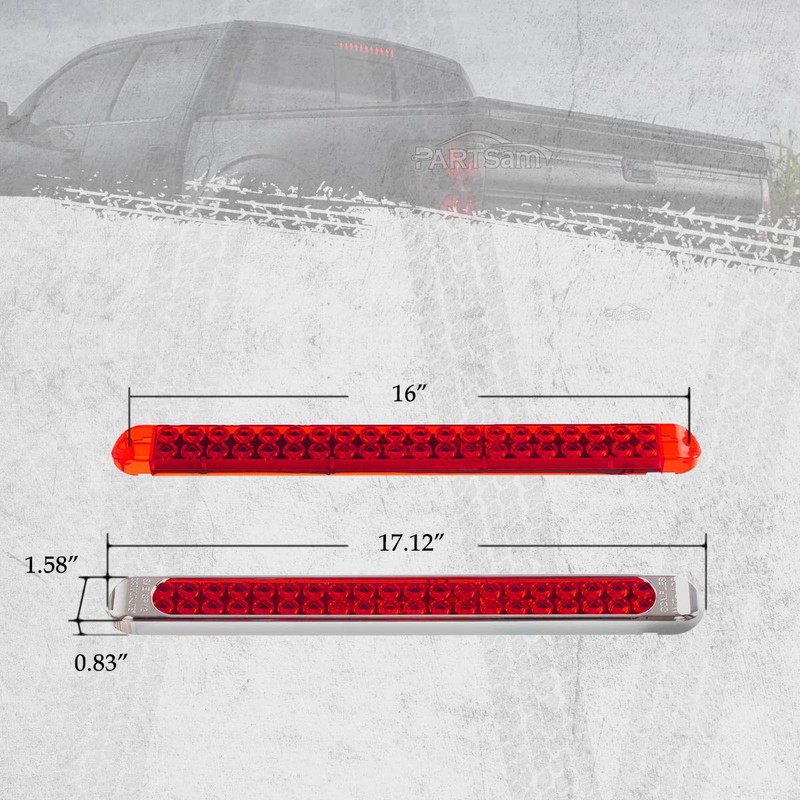 Partsam Waterproof 17" Inch High Power 40 LED Red Utility