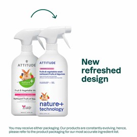 ATTITUDE Fruit and Vegetable Wash, Removes Wax, Dirt and Impurities, Plant- and Mineral-Based, Vegan, Unscented, 27.1 Fl Oz (Pack of 6)