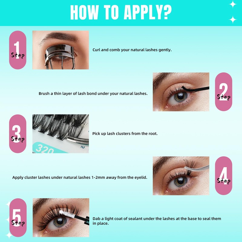 Lash Clusters Wispy 320PCS Eyelash Extension 30D Cluster Lashes Individual