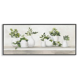 Stupell Industries Traditional Cottage Plants Potted White Vase Botanicals Black Framed Wall Art, 24x10