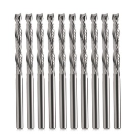 EU_HOZLY 3.175 x 25 mm Up & Down Cut Two Flutes Spiral Carbide Work Tool Cutter for CNC Router Compression Wood Bits Pack of 10