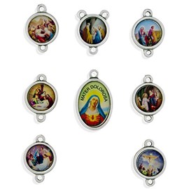 Venerare Our Lady of Sorrows Rosary Medals - Complete Set of Seven Sorrows of Mary 8 Pieces, Metal