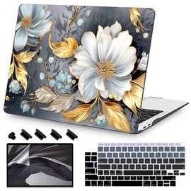 Teryeefi Pattern Hard Case Compatible with MacBook Air 13 inch Case 2021-2018 M1 A2337 A2179 A1932 with Retina Display, Plastic Hard Shell + Keyboard Cover + Screen Protector, W-Modern Abstract Art