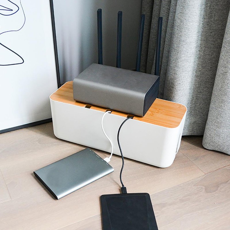 Cable Management Box Cord Organizer Box Hides Power Strips Behind