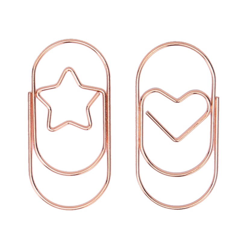 100pcs Rose Gold Star Paper Clips Slip Resistance Rust Prevention