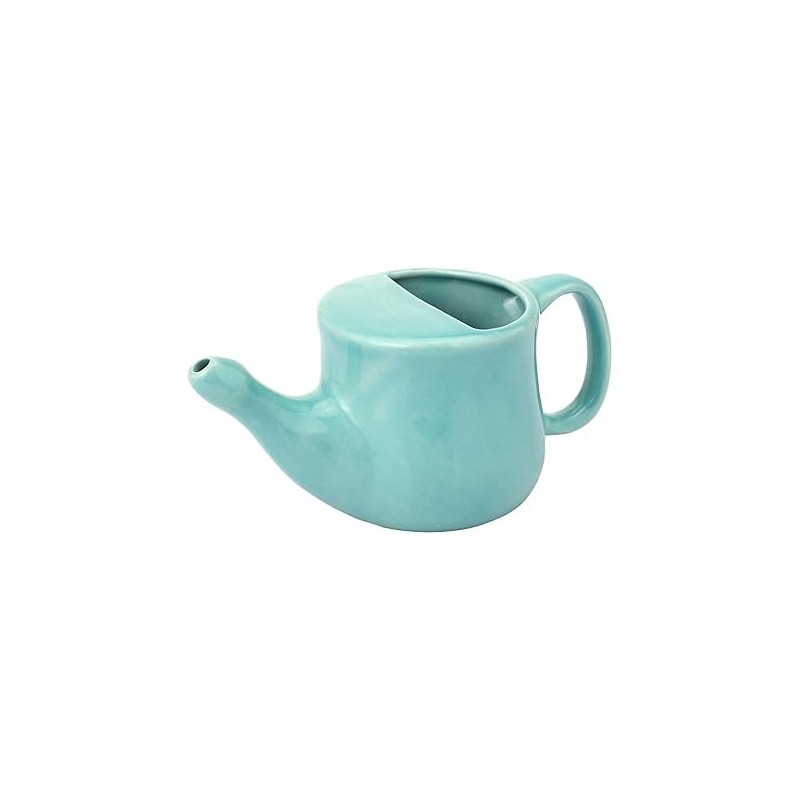 Ancient Impex Ceramic Neti Pot, Spill Proof with 5 Sachets