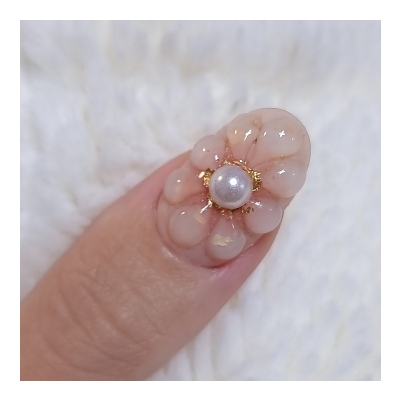 Pink Flower Handmade Nail Tips - Long Ballerina / 분홍이플라워
