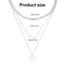 PEUTIER Layered Silver Necklaces, Stylish Stacked Silver Necklaces Fashion Jewelry Set Gifts Dainty Silver Necklace Stacks Simple Tiered Necklaces for Women Teen Girls (Coins Style)