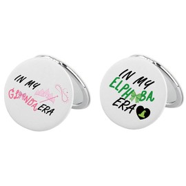 BEKECH Witch Friendship Matching Compact Mirrors for Best Friends Glinda BFF Elphaba Friends Gifts Musical Theatre Gift (White)