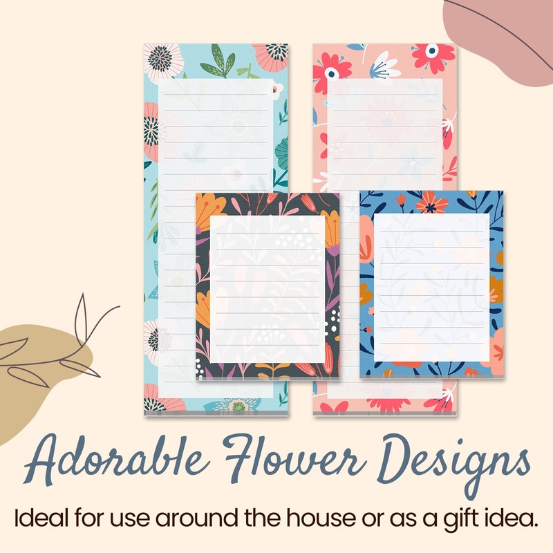 Magnetic Notepads for Refrigerator, 4-Pack Grocery List Magnet Pad for