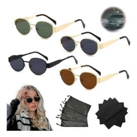 WEGALIFE® 4pz Gafas Sol Retro Para Mujeres Hombre Moda Protección Gafas Sol Ovaladas Retro Para Mujeres Hombre Moda Protección Gafas De Sol Para Conducir Y Deportes Al Aire Libre