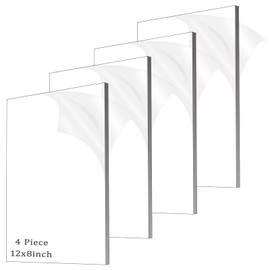 ADTDA - Lámina acrílica transparente de plexiglás, 1/4 pulgadas de grosor (6 mm), hoja de plexiglás para proyectos de manualidades, carteles, pintura, ventanas de repuesto (4 piezas de 8 x 12 pulgadas