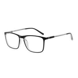 OCCI CHIARI Reading Glasses Men's Rectangle Reader Durable Spring Hinge 1.0 1.25 1.5 1.75 2.0 2.25 2.5 2.75 3.0 3.5(Black/Transparent 350)