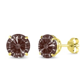 Gem Stone King 14K Yellow Gold Round 7MM Gemstone Birthstone Stud Earrings For Women Men