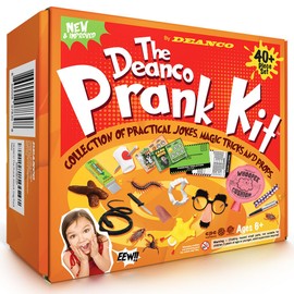 DEANCO Prank kit - 40 + Piece Set - Gags & Practical Joke Toys - Prank Stuff for April Fools - Ultimate Practical Jokes - Toys for Boys 8-10