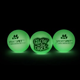 SPORTSPET Dog Ball High Bounce Ball "Glow in the Dark" - Glow-in-the-Dark Robust 60 mm Diameter - Set of 3