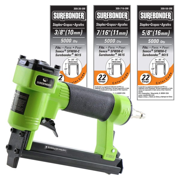 9615A Pneumatic 22 Gauge Upholstery Stapler with Case and 15,000