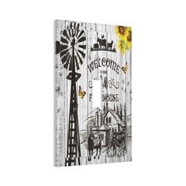 Rustic Windmill Farmhouse Single Toggle Light Switch Cover Decorative Barn Door Sunflower Butterfly Wood Board 1 Gang Wall Plate Country Vintage Farm Cows Electrical Switchplate Faceplate for Bathroom