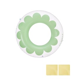 Float Ring for Adults, Float, Inside-Style, O-Shaped, With Handle, Glitter, Summer Vacation, Air Pump, Swimming, Auxiliary, Buoyancy, 31.5 inches (80 cm) Diameter (2 Repair Patches) (Green, 90#)