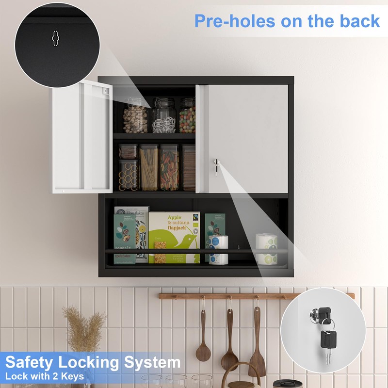 STEELIST Metal Cabinet Wall Mounted, Garage Storage Cabinet Heavy Duty,
