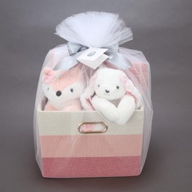 Lambs & Ivy Pink/White 5-Piece Luxury Infant/Newborn/Baby Gift Basket