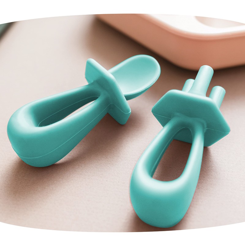 Tiny Twinkle Silicone Training Utensils - Baby Spoons and Baby