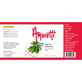 Amoretti - Sage Oil Extract Oil Soluble 2 oz - Highly Concentrated & Perfect For Pastry or Savory applications, Preservative Free, Vegan, Kosher Pareve, TTB Approved, Non-GMO