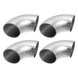X AUTOHAUX 90 Degree Mandrel Bend Elbow SS304 Stainless Steel Bend Tube Exhaust Elbow Pipe Car Modified Exhaust System Plumbing Silver Tone 4pcs 2"