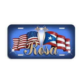 Puerto Rico USA Unity Flags Auto License Plate Personalize Puerto Rican American