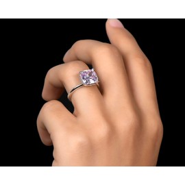 CZ Rings for Women, 925 Sterling Silver, 3ct Cushion, 9 mm, CZ Engagement Ring, Never Rust or Colour Fingers, Stone, Cubic Zirconia