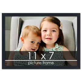 Poster Palooza 11x7 Contemporary Black Complete Wood Picture Frame with UV Acrylic, Foam Board Backing, & Hardware
