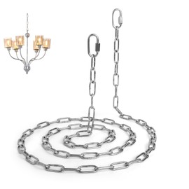 6 Feet Chain for Chandelier Silver, 120 Pounds Pendant Light Fixture Chain with Carabiners, 1/8 Inch Thick Adjustable Extra Chain for Lamp Ceiling Swag Lighting, Plant, Fruit Basket Decorative Hanging
