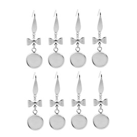 TEHAUX 20pcs Diy Earring Metal Trays Silver Earring Hoops Bases Hooks Jewelry Making Materials Bases for Women Stainless Steel Disc